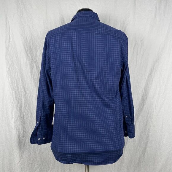 Robert Barakett 100% Cotton Blue Check Dress Shirt - Men’s 16 - Picture 4 of 8